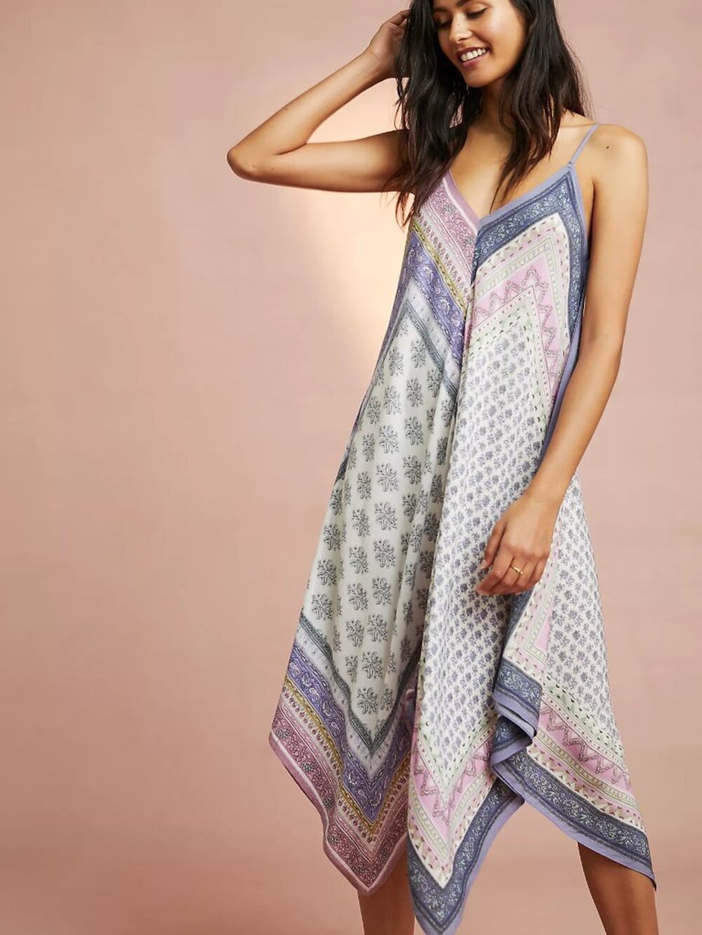 Anthropologie Floreat Scarf-Printed Slip Dress